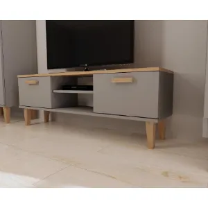 Obrazek Szafka RTV 120 Denver Szary Chinchilla/Hikora