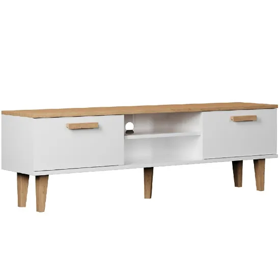 Obrazek Szafka RTV 160 Denver Biały/Hikora