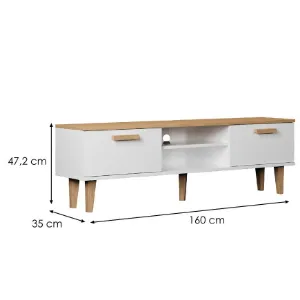 Obrazek Szafka RTV 160 Denver Biały/Hikora