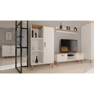 Obrazek Szafka RTV 160 Denver Biały/Hikora