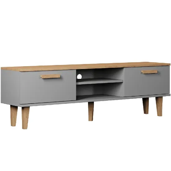 Obrazek Szafka RTV 160 Denver Szary Chinchilla/Hikora