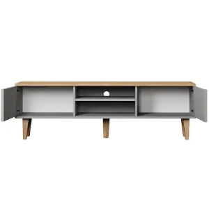 Obrazek Szafka RTV 160 Denver Szary Chinchilla/Hikora