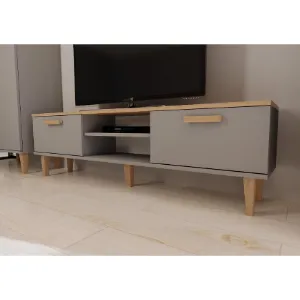 Obrazek Szafka RTV 160 Denver Szary Chinchilla/Hikora