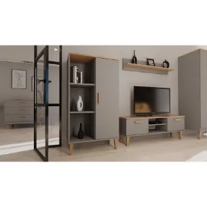 Obrazek Szafka RTV 160 Denver Szary Chinchilla/Hikora