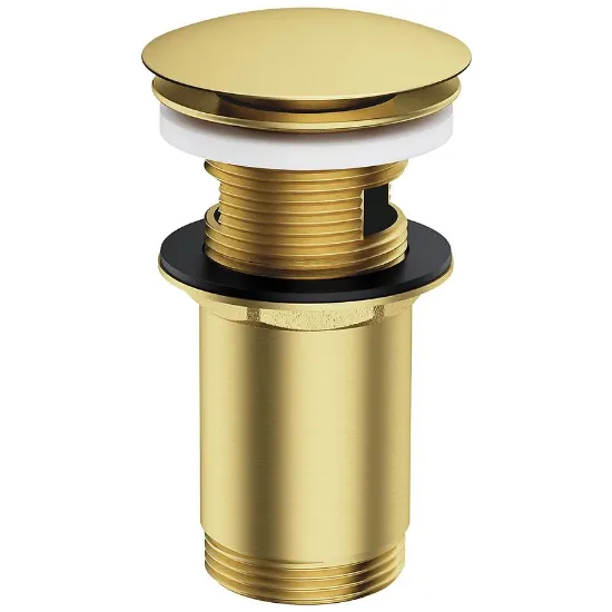 Obrazek Korek klik-klak do syfonu umywalkowego z przelewem mosiądz szczotkowany