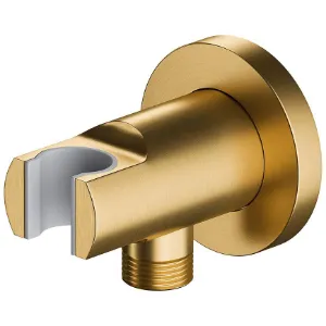 Obrazek Przyłącze kątowe z uchwytem złoty szczotkowany
