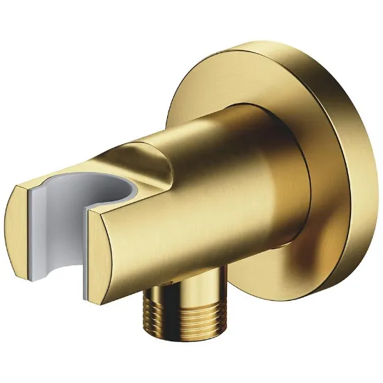 Obrazek Przyłącze kątowe z uchwytem mosiądz szczotkowa