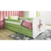 Obrazek Łóżko dziecięce Babydreams+SZ+M zielony 70x140 baletnica