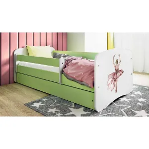 Obrazek Łóżko dziecięce Babydreams+SZ+M zielony 70x140 baletnica