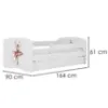 Obrazek Łóżko dziecięce Babydreams+SZ+M biały 80x160 baletnica