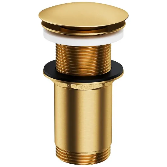 Obrazek Korek klik-klak do syfonu umywalkowego bez przelewu złoty szczotkowany