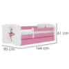 Obrazek Łóżko dziecięce Babydreams+SZ+M różowy 80x160 baletnica