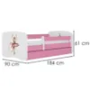 Obrazek Łóżko dziecięce Babydreams+SZ+M różowy 80x180 baletnica