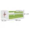 Obrazek Łóżko dziecięce Babydreams+SZ+M zielony 80x180 baletnica