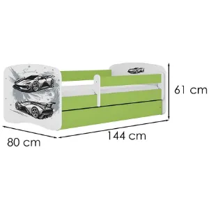 Obrazek Łóżko dziecięce Babydreams+SZ+M zielony 70x140 auto