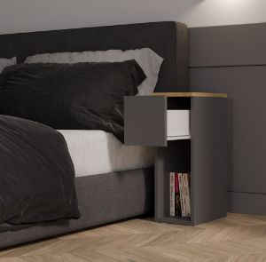 Obrazek Szafka nocna Galaxy 20 1S antracyt/dąb artisan