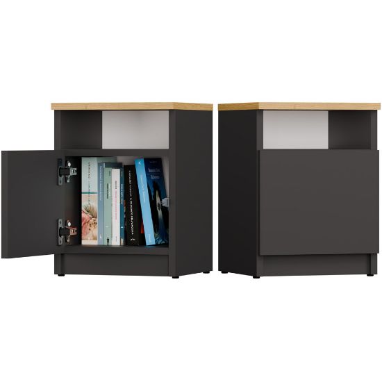 Obrazek Szafka nocna Galaxy 30 1D antracyt/dąb artisan