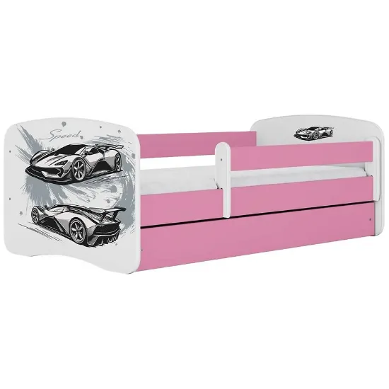 Obrazek Łóżko dziecięce Babydreams+SZ+M różowy 80x180 auto