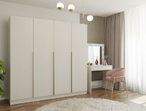 Obrazek Szafa Sensory 200 cm 4D kaszmir beż złote uchwyty
