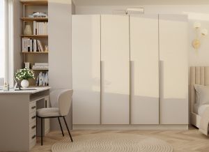 Obrazek Szafa Sensory 200 cm 4D kaszmir beż złote uchwyty