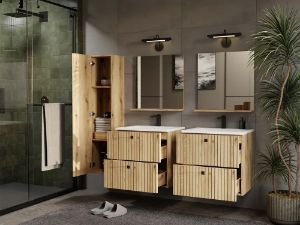 Obrazek Lustro łazienkowe z półką Trigo dąb evoke