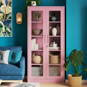 Obrazek Regał Metalowy Biurowy Amelia różowy pastelowy