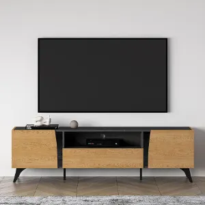 Obrazek Szafka RTV Toscania 06 Dąb Dune/Jesion Czarny/Szk