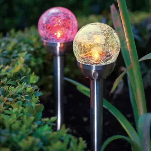 Obrazek Lampa solarna KULKA RGB 8CM CRACK EKO0614