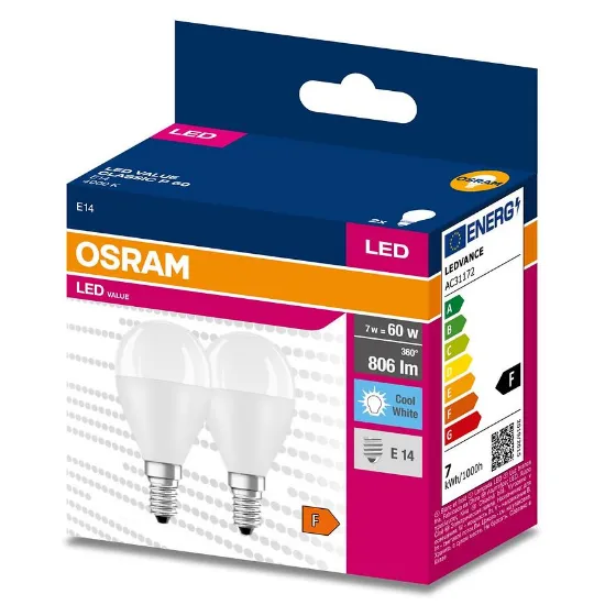 Obrazek Żarówka LED OSRAM E14 P45 7W 4000K 2szt