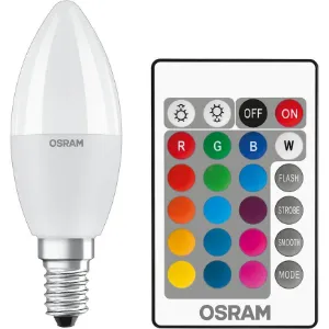 Obrazek Żarówka LED OSRAM E14 RGB B35 4,9W z pilotem