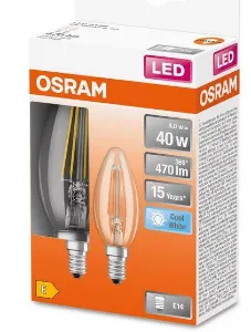 Obrazek Żarówka LED OSRAM FIL E14 B35 4W 4000K 2 szt