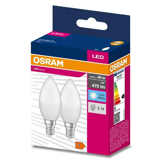 Obrazek Żarówka LED Osram E14 B35 4,9W 4000k 2szt