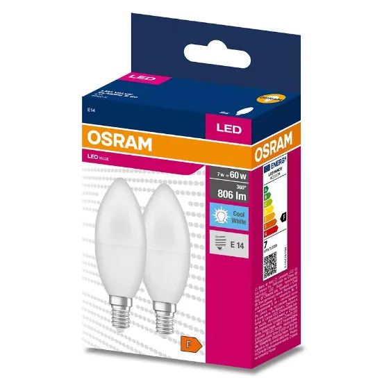 Obrazek Żarówka LED Osram E14 B35 7W 4000k 2szt