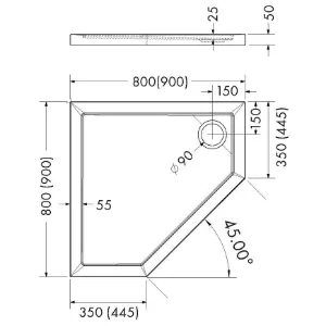 Obrazek Brodzik pięciokątny 80x80x5 Espera AQM2397