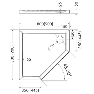 Obrazek Brodzik pięciokątny Black Stone 80x80x5 Espera AQM2397CST