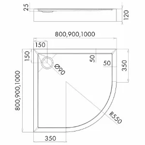 Obrazek Brodzik półokrągły Black Mat 90x90x12 R55 Espera Plus AQM4634CMG