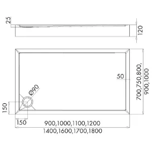 Obrazek Brodzik prostokątny Black Mat 90x100x12 Espera Plus AQM4645CMG