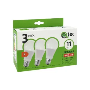 Obrazek Żarówka Led Qtec 11W A60 E27 4200K 3pack