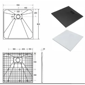 Obrazek Brodzik kwadratowy Vexo 80x80 biały