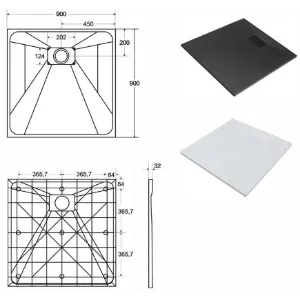 Obrazek Brodzik kwadratowy Vexo 90x90 czarny