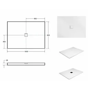 Obrazek Brodzik Nox Ultraslim biały 100/80+biała maskownica
