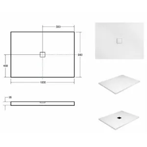 Obrazek Brodzik Nox Ultraslim biały 100/90+biała maskownica