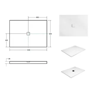 Obrazek Brodzik Nox Ultraslim biały 120/90+biała maskownica