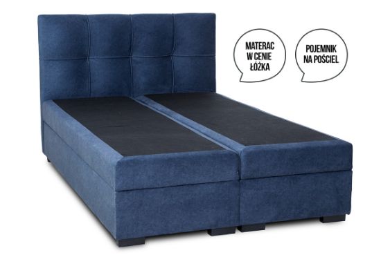 Obrazek Łóżko kontynentalne Fresco 140x200 cm granatowe