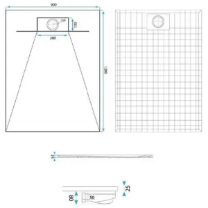 Obrazek Brodzik prostokątny Bazalt black 90x120