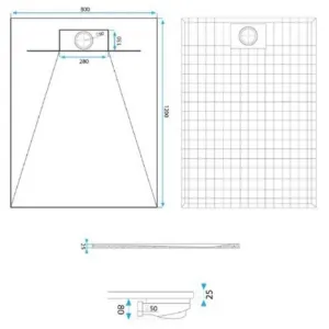 Obrazek Brodzik prostokątny Bazalt white 80x120