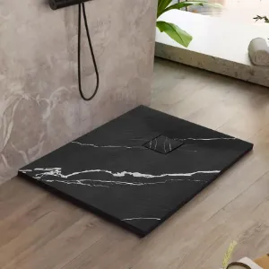 Obrazek Brodzik kwadratowy Magnum Carrara Black 90x90x2,5 Rea K7008