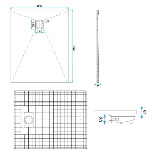 Obrazek Brodzik prostokątny Magnum Carrara White 80x100x2,5 Rea K7004