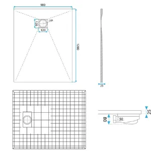 Obrazek Brodzik prostokątny Magnum Carrara White 90x120x2,5 Rea K7006