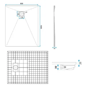 Obrazek Brodzik prostokątny Magnum Grey 80x100x2,5 Rea K4107